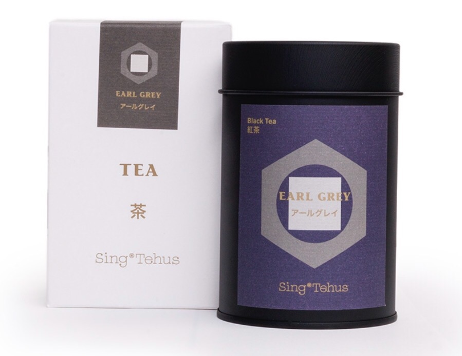 Sing Tehus Earl Grey tea tin and box